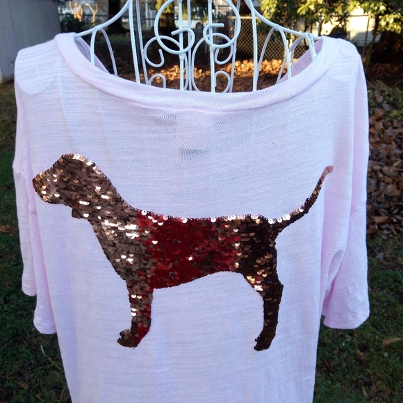 PINK Victoria's Secret Tops - VS PINK Lt Pink Bling T-shirt L